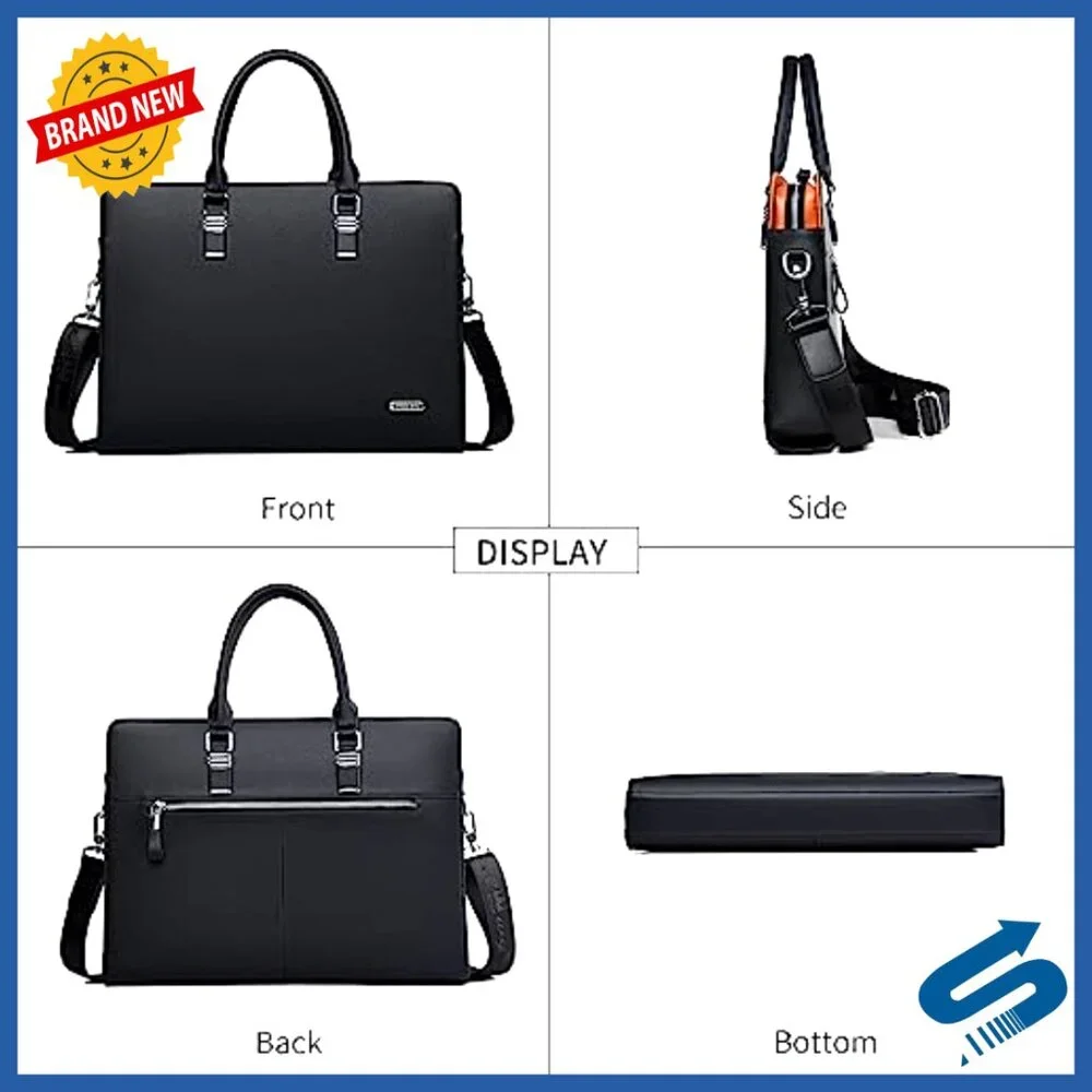 Leather Briefcase Laptop Bag Adjustable Shoulder Strap Business Travel